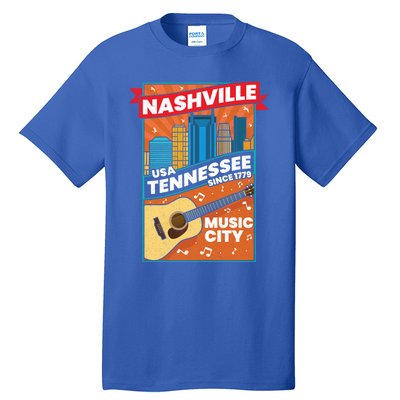 Nashville Tennessee Usa Music City Guitar Musician Music Gift Tall T-Shirt