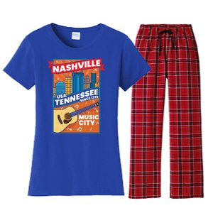 Nashville Tennessee Usa Music City Guitar Musician Music Gift Women's Flannel Pajama Set