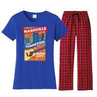 Nashville Tennessee Usa Music City Guitar Musician Music Gift Women's Flannel Pajama Set