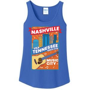 Nashville Tennessee Usa Music City Guitar Musician Music Gift Ladies Essential Tank