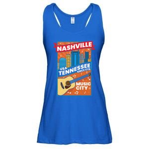 Nashville Tennessee Usa Music City Guitar Musician Music Gift Ladies Essential Flowy Tank