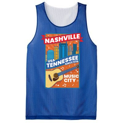 Nashville Tennessee Usa Music City Guitar Musician Music Gift Mesh Reversible Basketball Jersey Tank