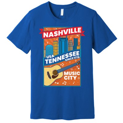 Nashville Tennessee Usa Music City Guitar Musician Music Gift Premium T-Shirt