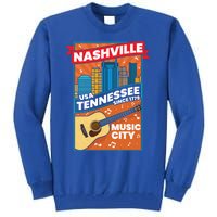 Nashville Tennessee Usa Music City Guitar Musician Music Gift Tall Sweatshirt