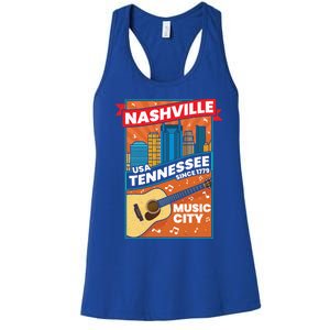 Nashville Tennessee Usa Music City Guitar Musician Music Gift Women's Racerback Tank