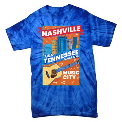 Nashville Tennessee Usa Music City Guitar Musician Music Gift Tie-Dye T-Shirt