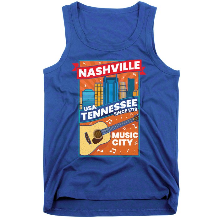 Nashville Tennessee Usa Music City Guitar Musician Music Gift Tank Top