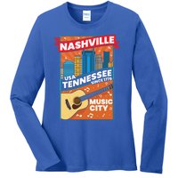 Nashville Tennessee Usa Music City Guitar Musician Music Gift Ladies Long Sleeve Shirt