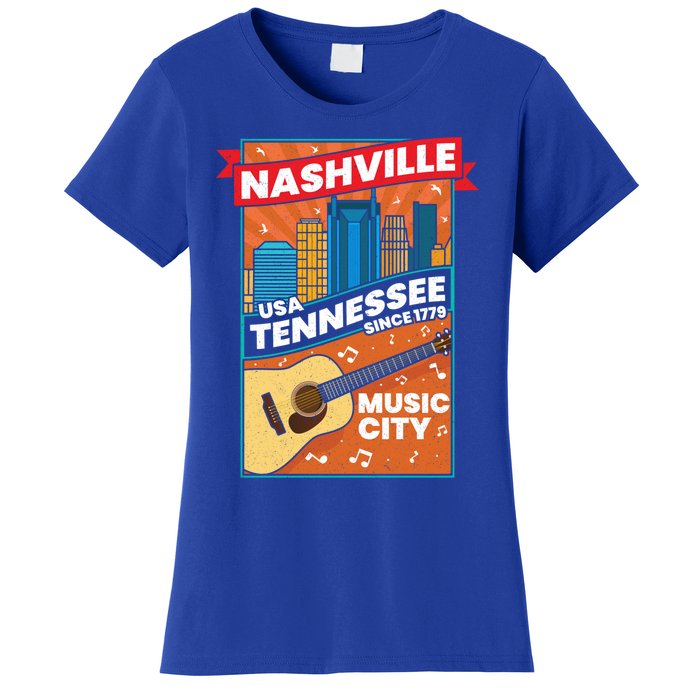 Nashville Tennessee Usa Music City Guitar Musician Music Gift Women's T-Shirt