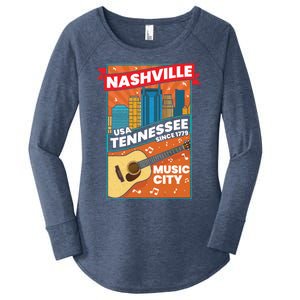 Nashville Tennessee Usa Music City Guitar Musician Music Gift Women's Perfect Tri Tunic Long Sleeve Shirt