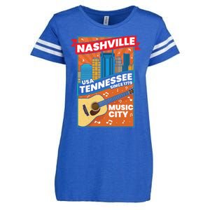 Nashville Tennessee Usa Music City Guitar Musician Music Gift Enza Ladies Jersey Football T-Shirt