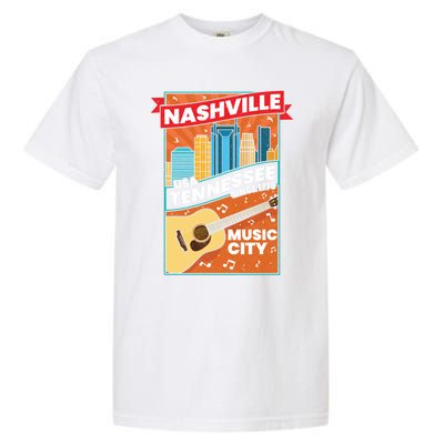 Nashville Tennessee Usa Music City Guitar Musician Music Gift Garment-Dyed Heavyweight T-Shirt