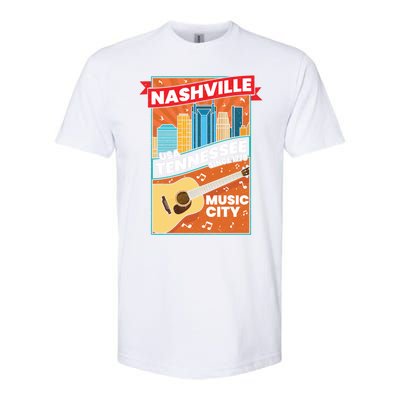 Nashville Tennessee Usa Music City Guitar Musician Music Gift Softstyle CVC T-Shirt