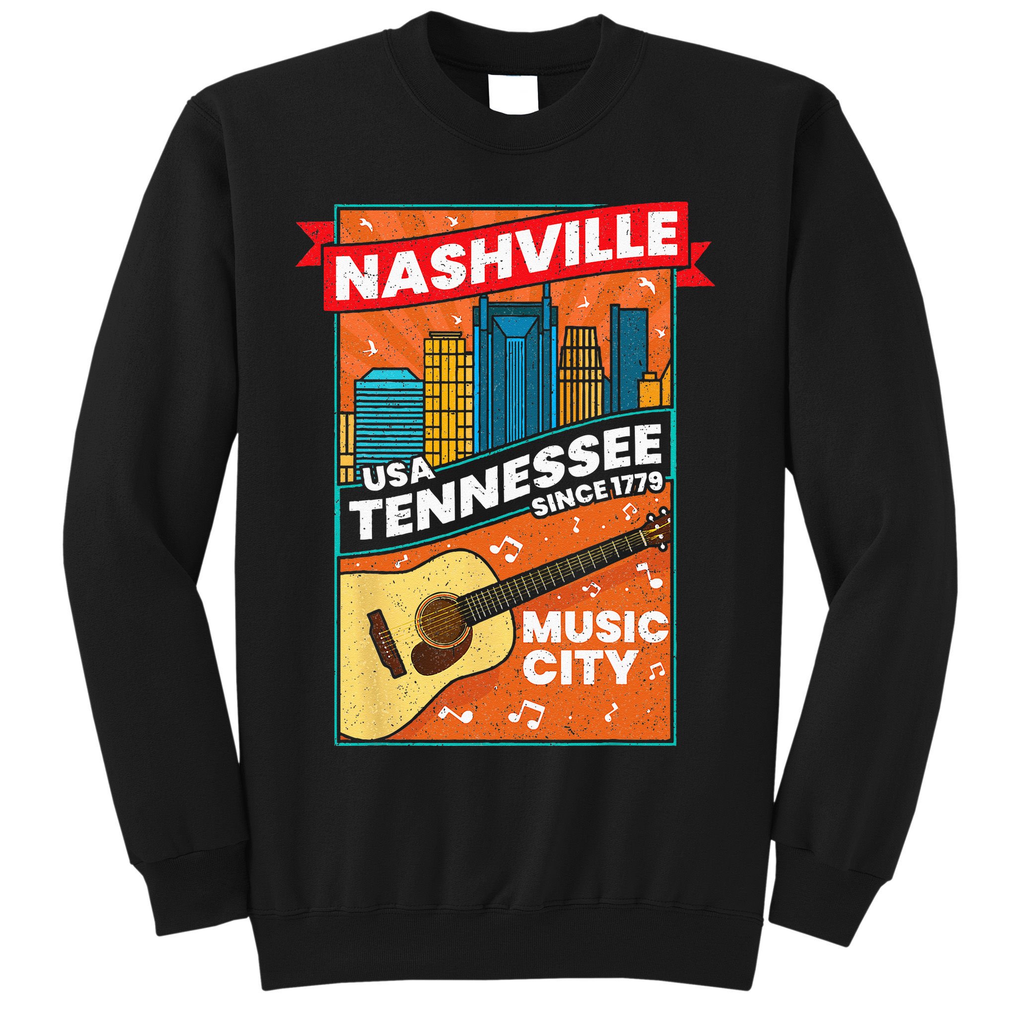 Nashville Tennessee USA Music City Guitar Musician Music Sweatshirt