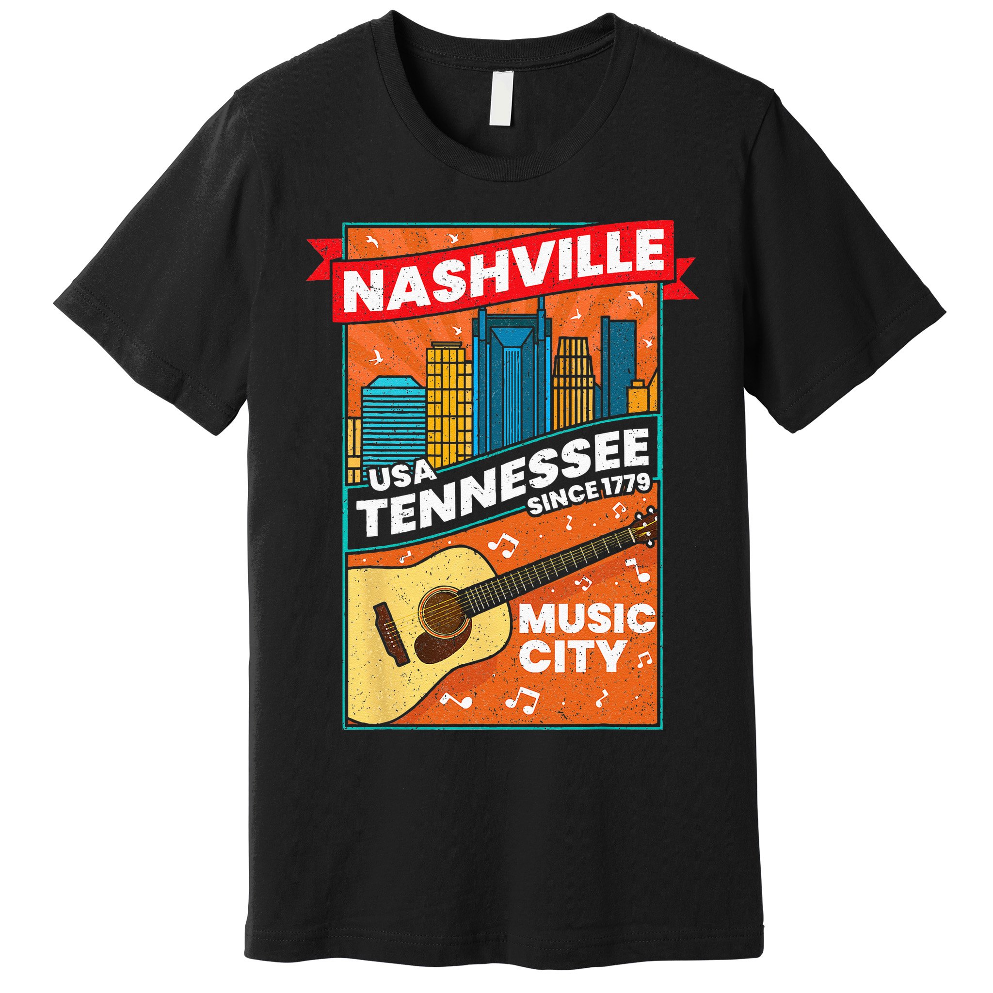 Nashville Tennessee USA Music City Guitar Musician Music Premium T-Shirt