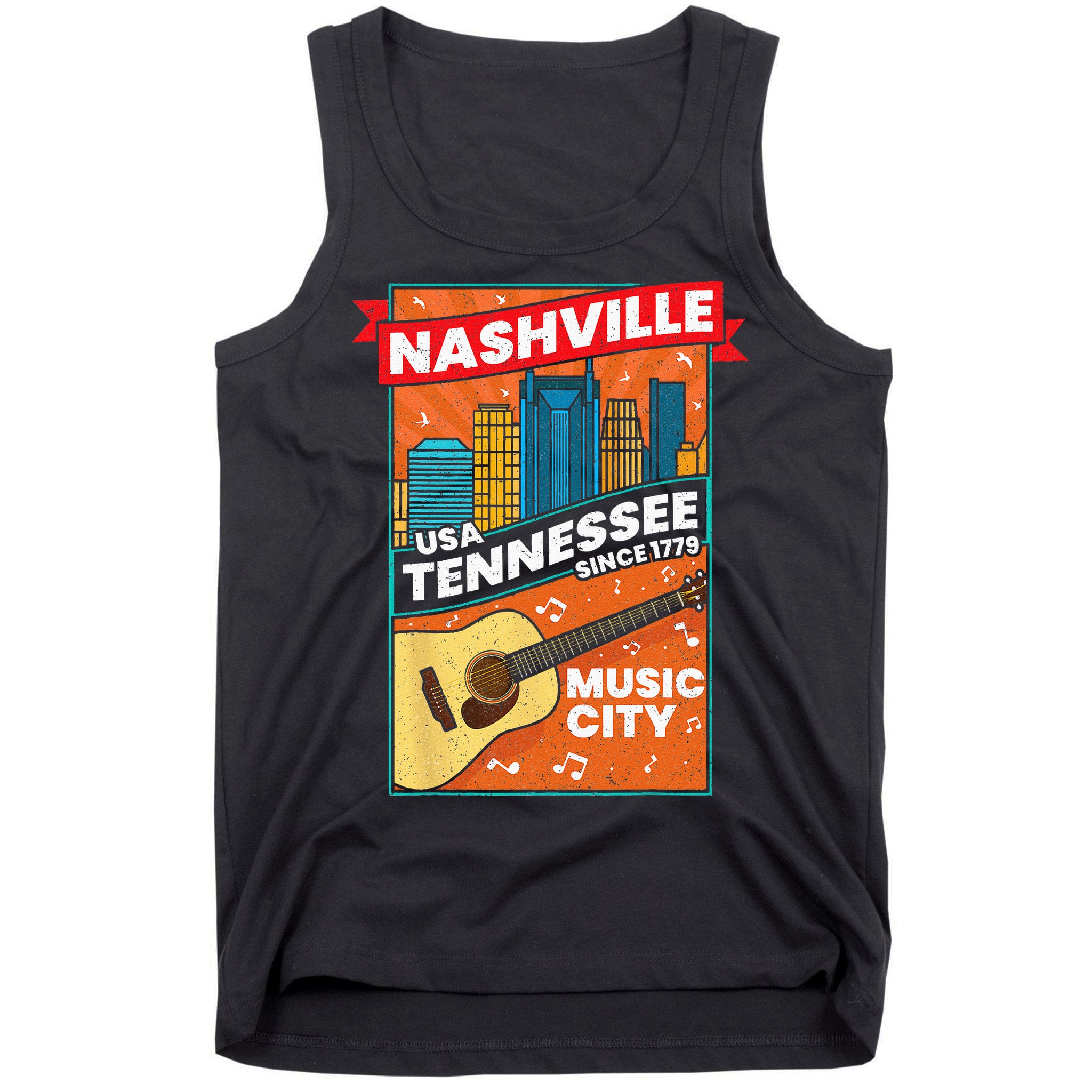 Nashville Tennessee USA Music City Guitar Musician Music Tank Top