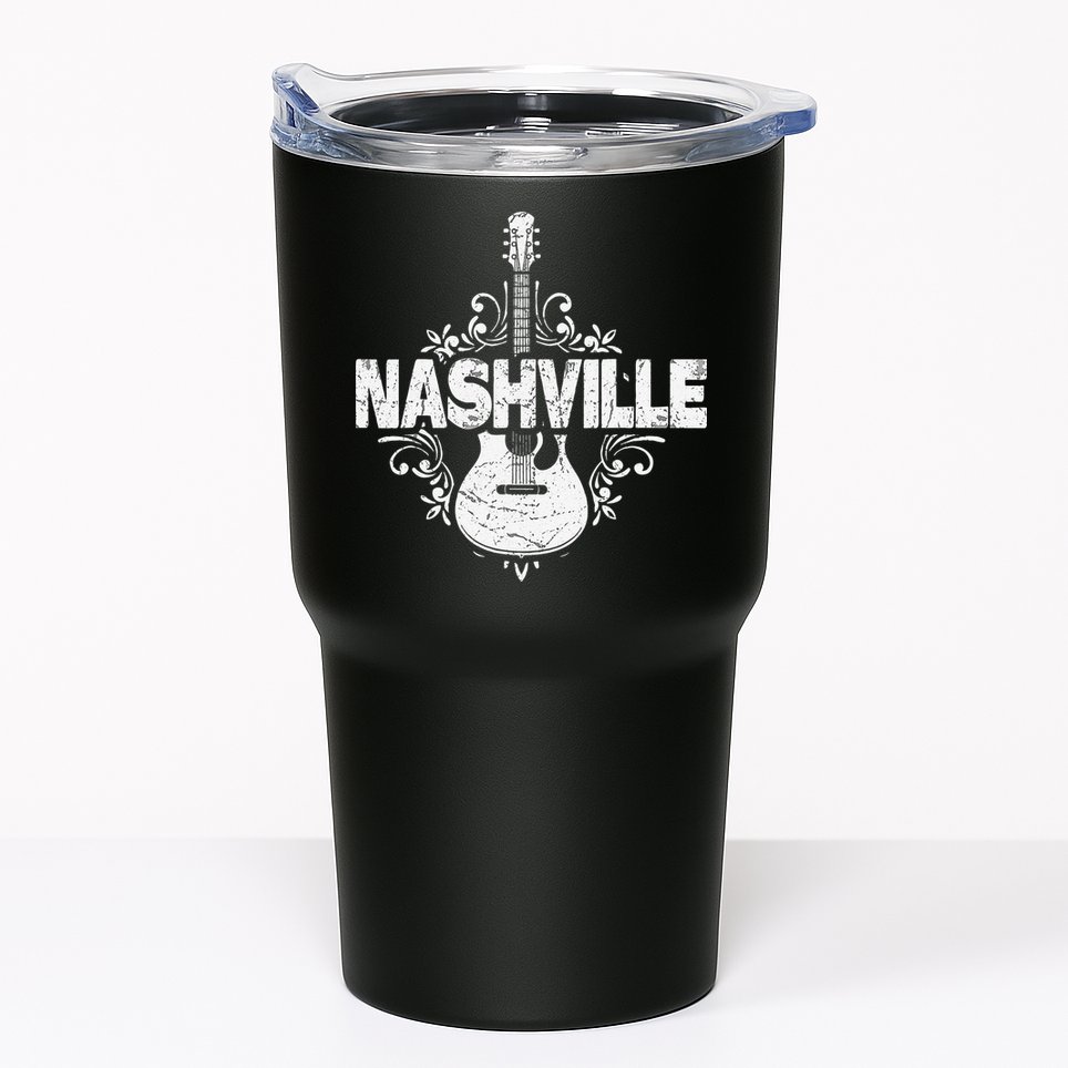 Nashville Tennessee Vintage Guitar Country Music City Tumbler