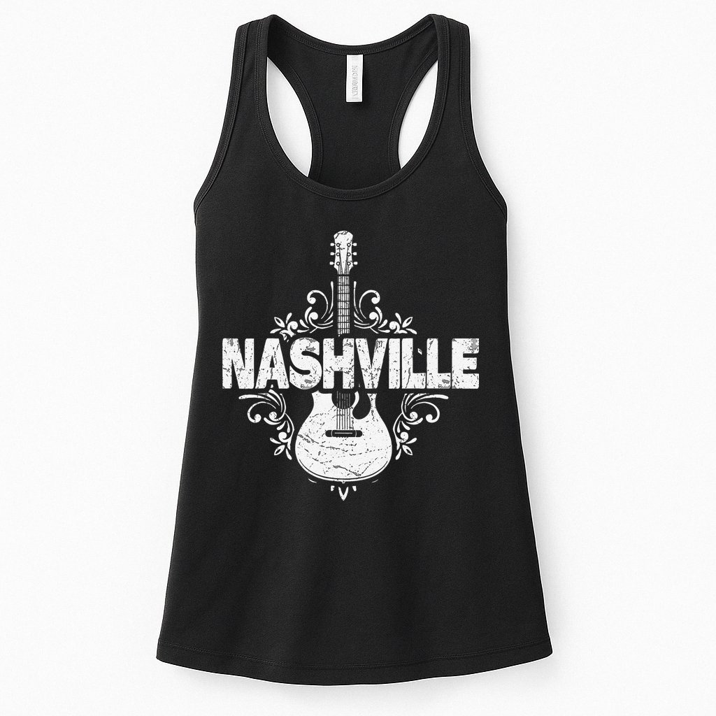 Nashville Tennessee Vintage Guitar Country Music City Womens Tank Top