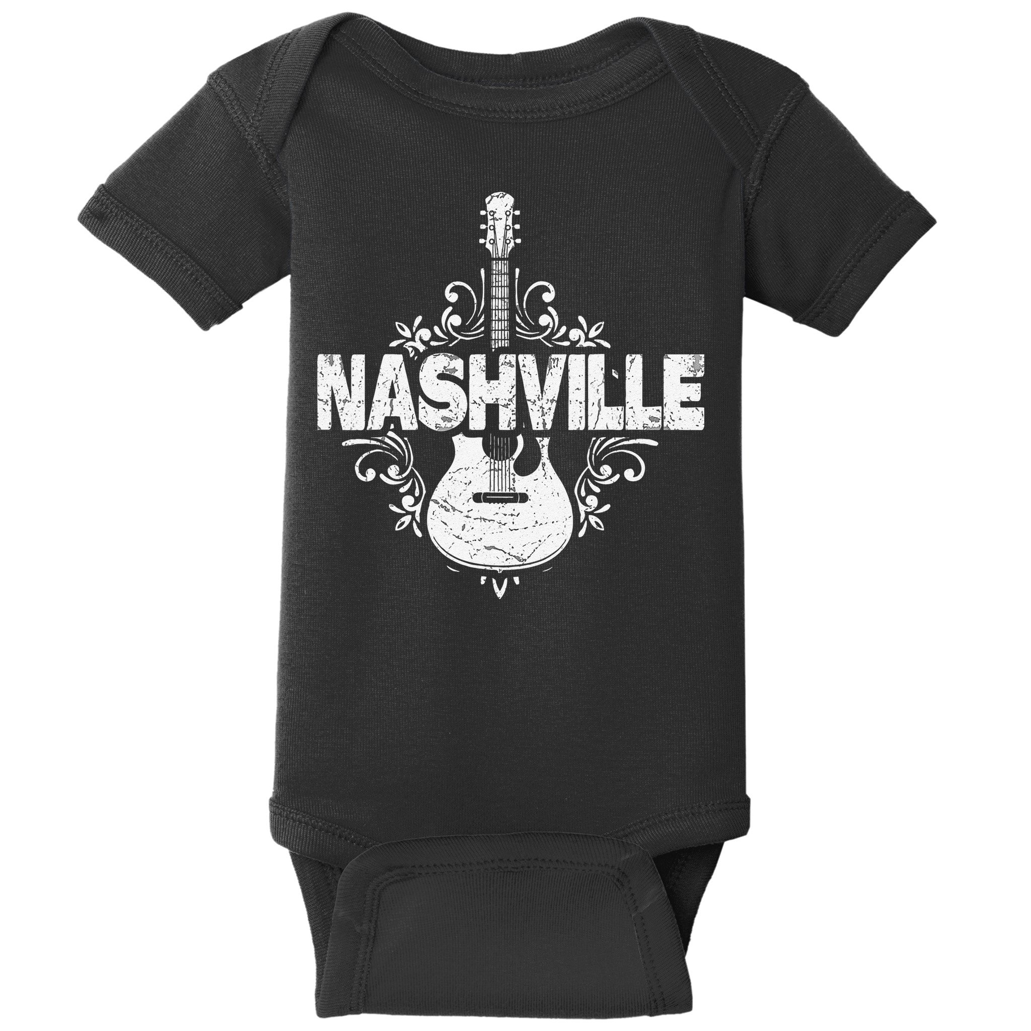 Nashville Tennessee Vintage Guitar Country Music City Baby Bodysuit