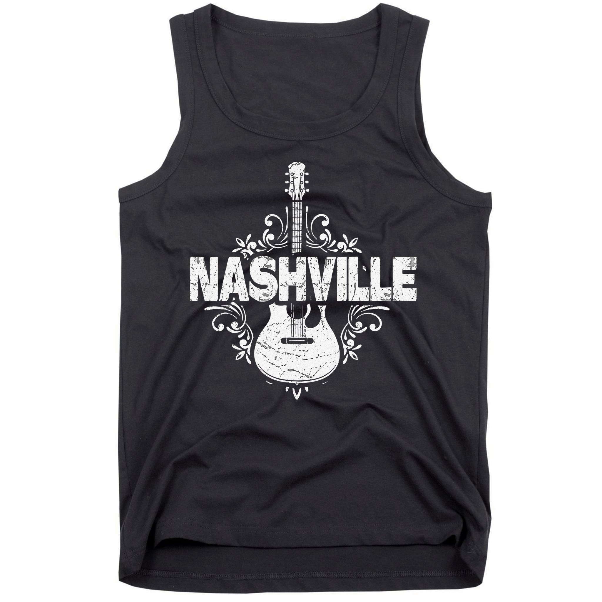 Nashville Tennessee Vintage Guitar Country Music City Tank Top