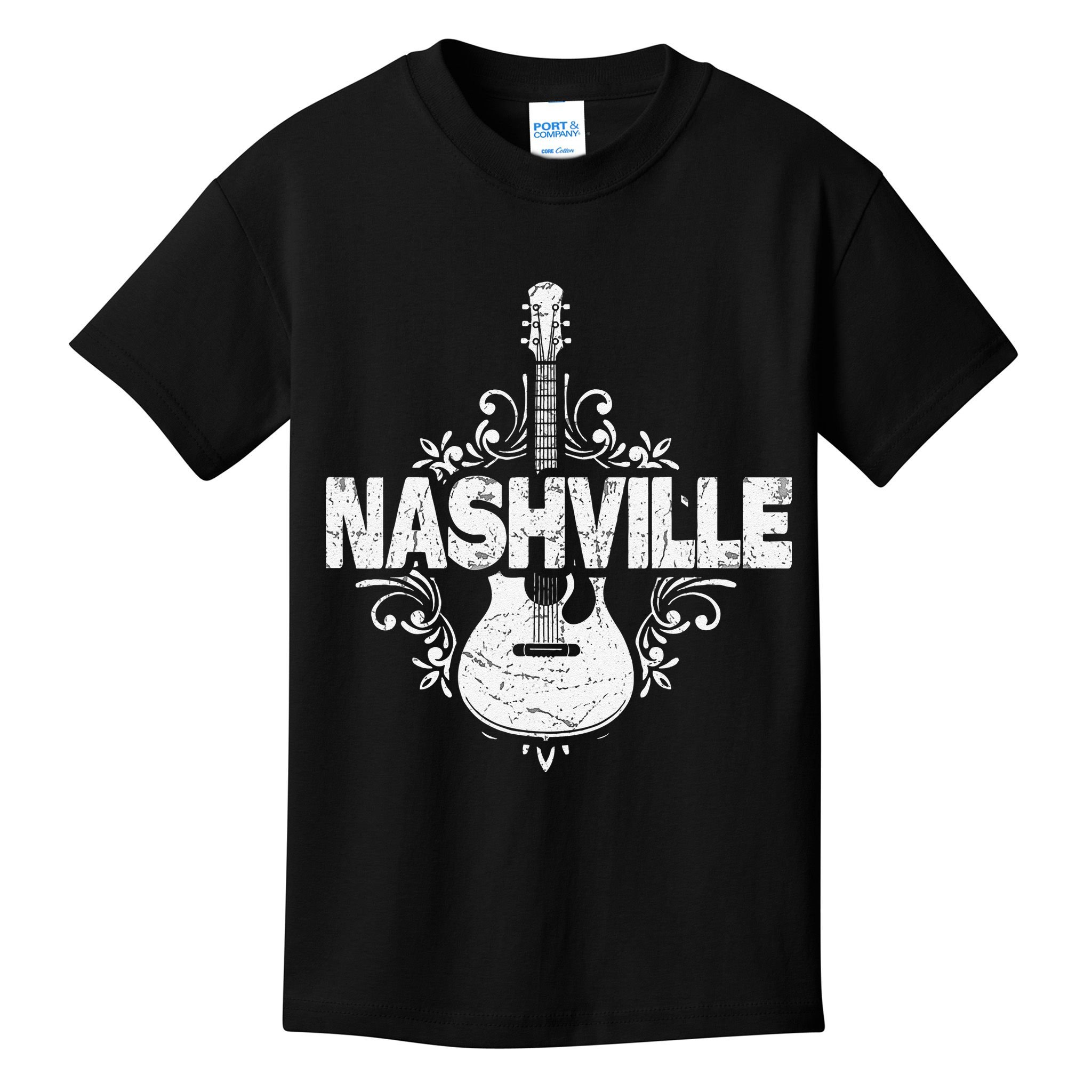 Nashville Tennessee Vintage Guitar Country Music City Kids T-Shirt