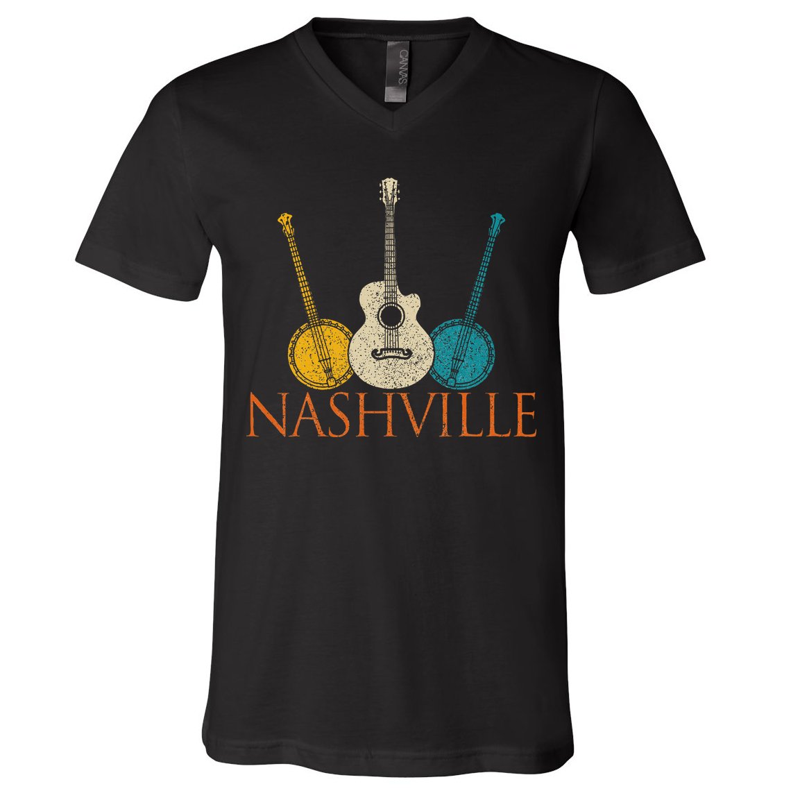 Nashville Tennessee Vintage Country Music City Souvenir V-Neck T-Shirt