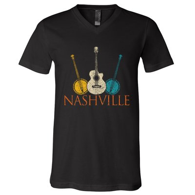 Nashville Tennessee Vintage Country Music City Souvenir V-Neck T-Shirt