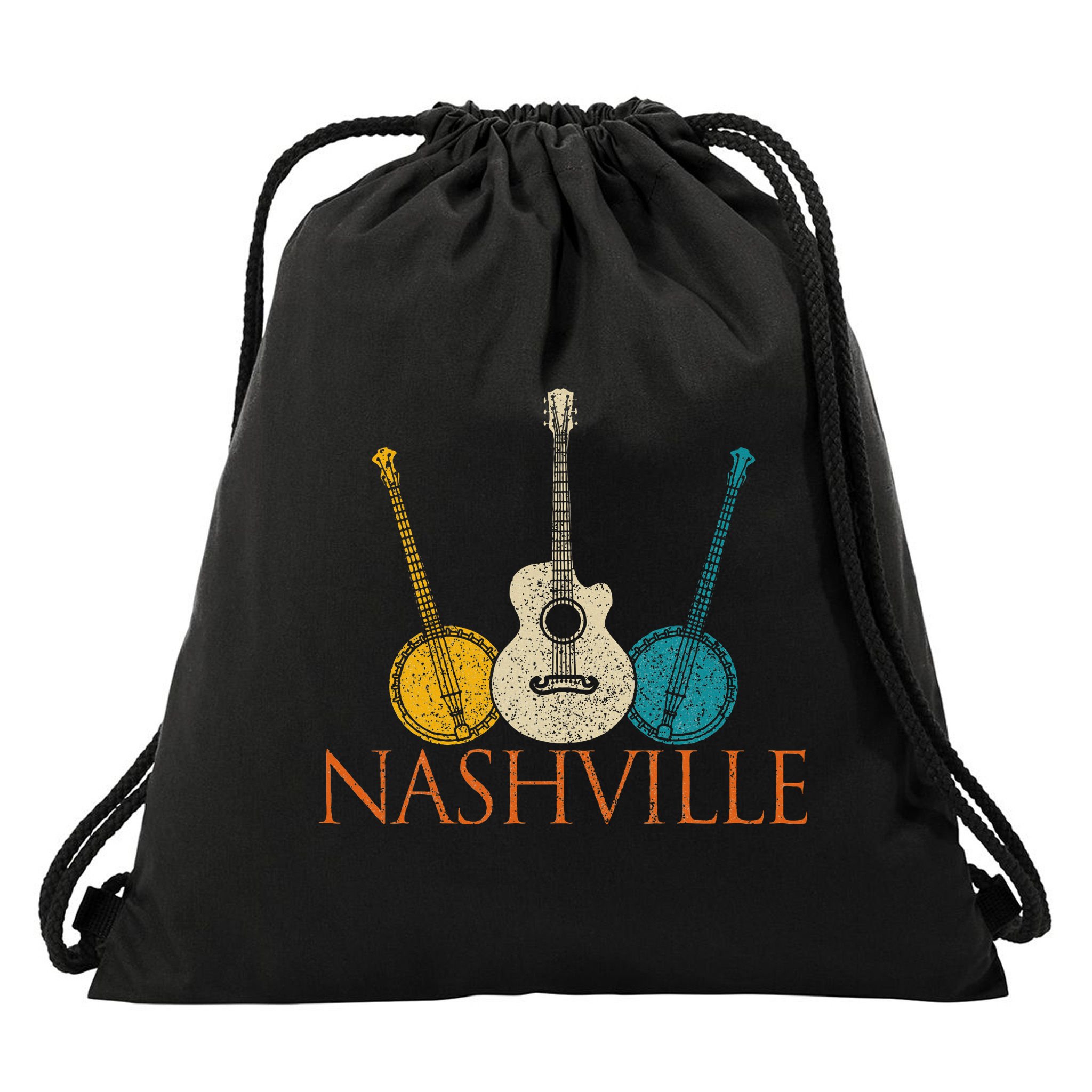 Nashville Tennessee Vintage Country Music City Souvenir Drawstring Bag