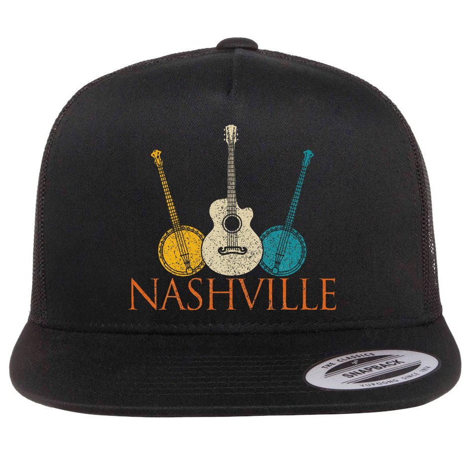 Nashville Tennessee Vintage Country Music City Souvenir Flat Bill Trucker Hat