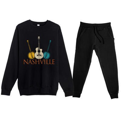 Nashville Tennessee Vintage Country Music City Souvenir Premium Crewneck Sweatsuit Set