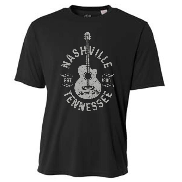 Nashville Tennessee Vintage Guitar Country Music City Gift Cooling Performance Crew T-Shirt