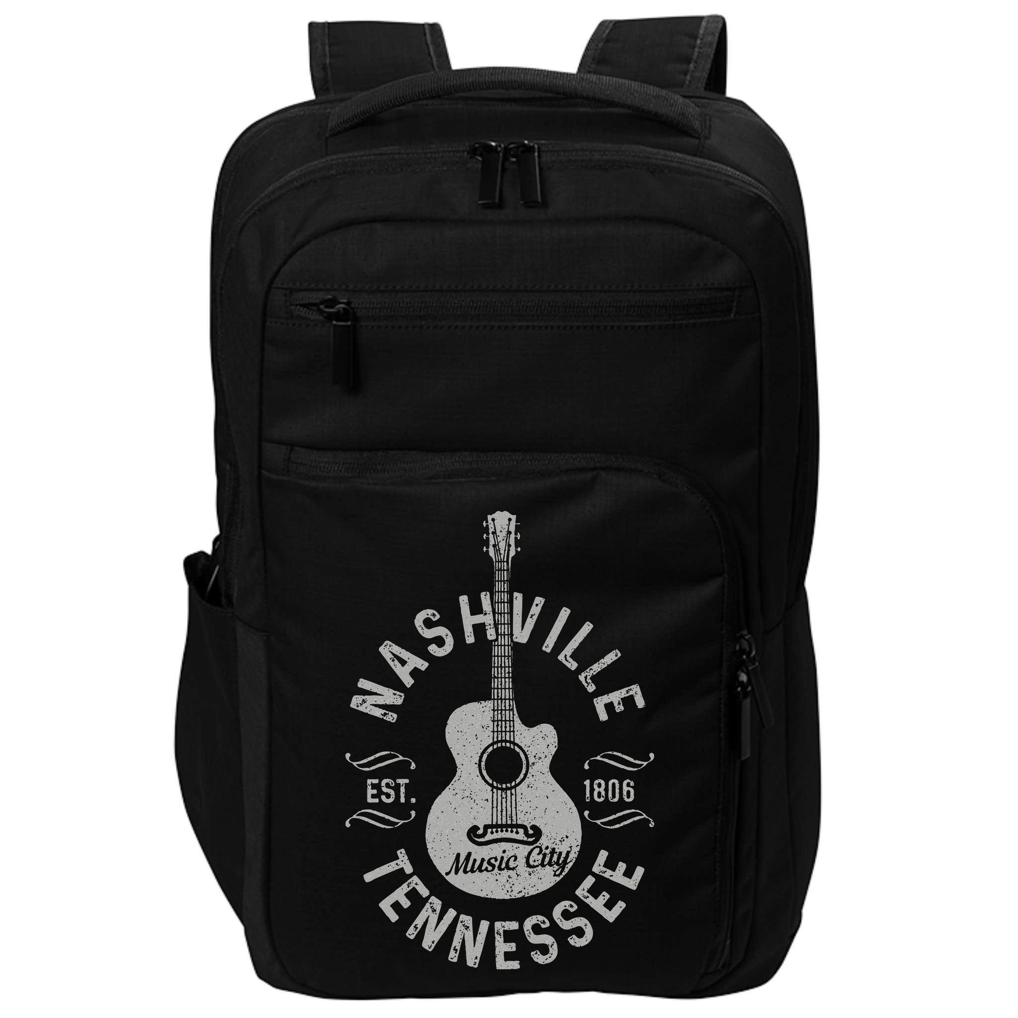 Nashville Tennessee Vintage Guitar Country Music City Gift Impact Tech Backpack