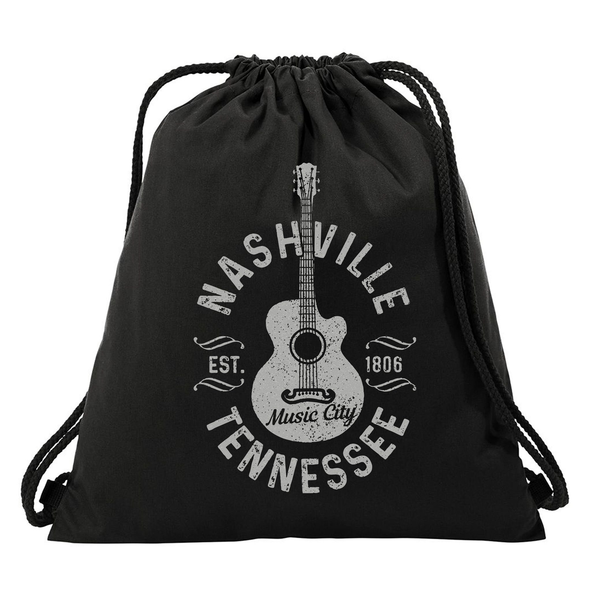 Nashville Tennessee Vintage Guitar Country Music City Gift Drawstring Bag