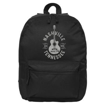 Nashville Tennessee Vintage Guitar Country Music City Gift 16 in Basic Backpack