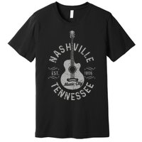 Nashville Tennessee Vintage Guitar Country Music City Gift Premium T-Shirt