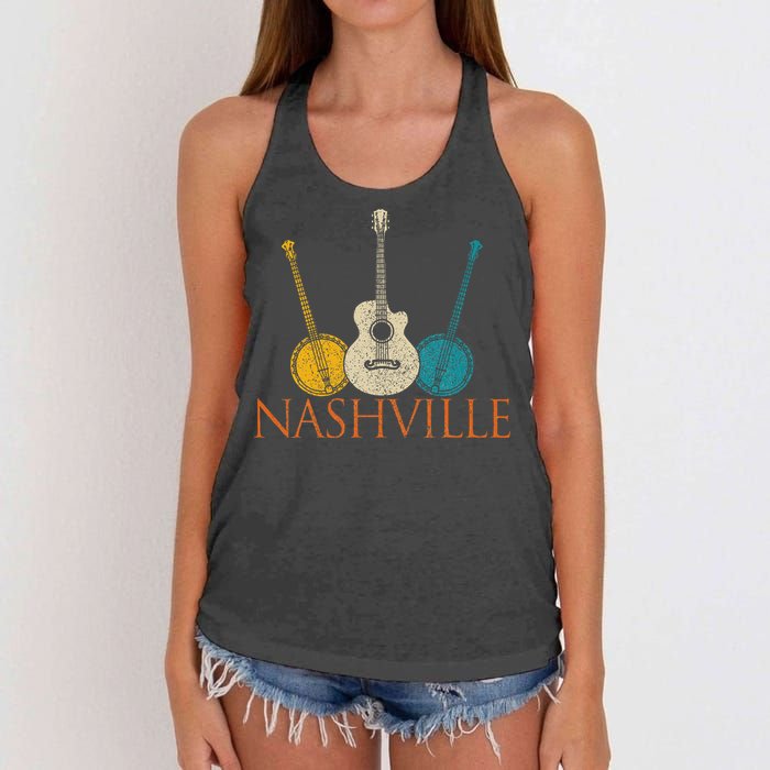 Nashville Tennessee Vintage Country Music City Souvenir Women's Knotted Racerback Tank