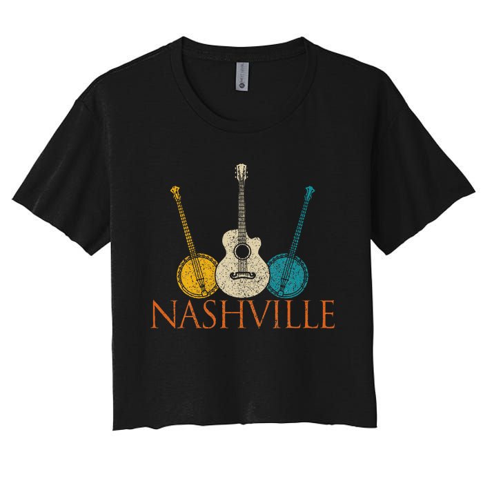 Nashville Tennessee Vintage Country Music City Souvenir Women's Crop Top Tee