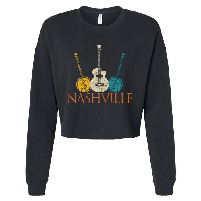 Nashville Tennessee Vintage Country Music City Souvenir Cropped Pullover Crew