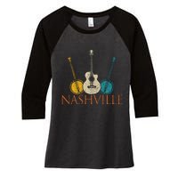 Nashville Tennessee Vintage Country Music City Souvenir Women's Tri-Blend 3/4-Sleeve Raglan Shirt