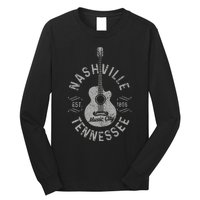 Nashville Tennessee Vintage Guitar Country Music City Long Sleeve Shirt