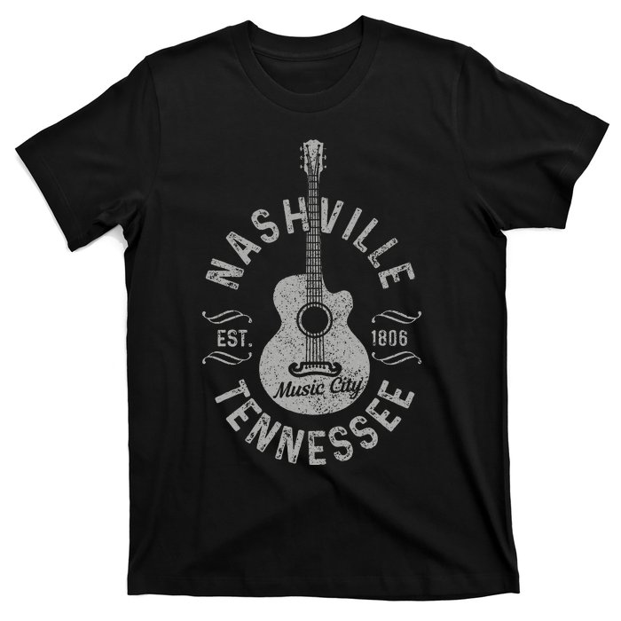 Nashville Tennessee Vintage Guitar Country Music City T-Shirt