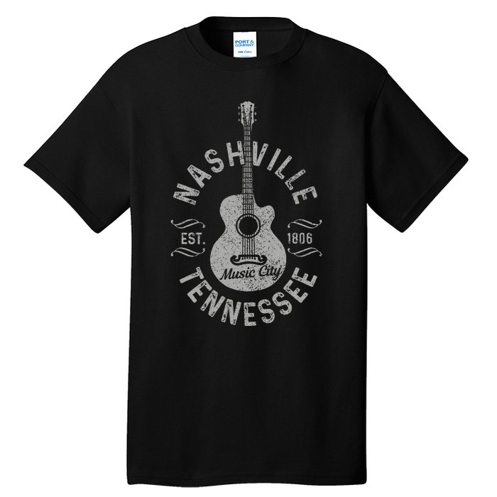 Nashville Tennessee Vintage Guitar Country Music City Tall T-Shirt