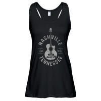 Nashville Tennessee Vintage Guitar Country Music City Ladies Essential Flowy Tank