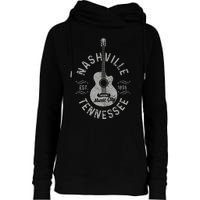 Nashville Tennessee Vintage Guitar Country Music City Womens Funnel Neck Pullover Hood