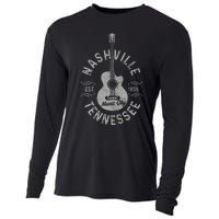 Nashville Tennessee Vintage Guitar Country Music City Cooling Performance Long Sleeve Crew