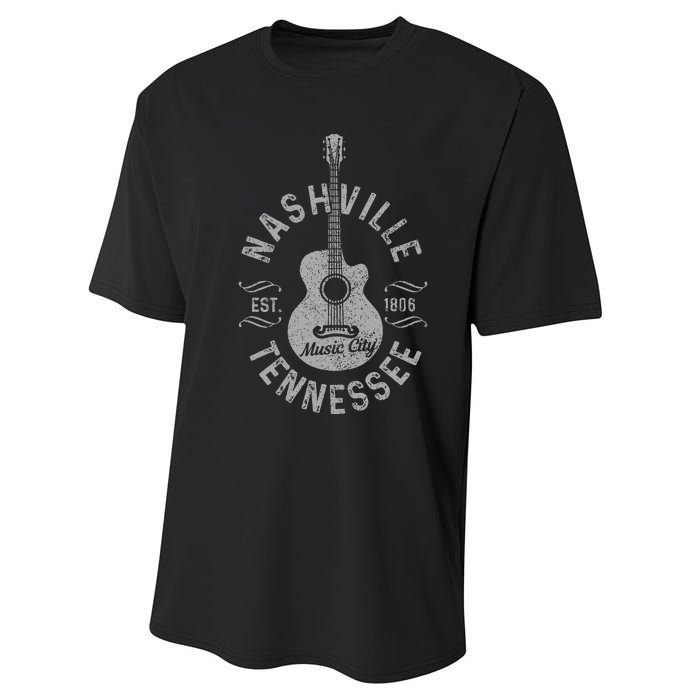 Nashville Tennessee Vintage Guitar Country Music City Performance Sprint T-Shirt