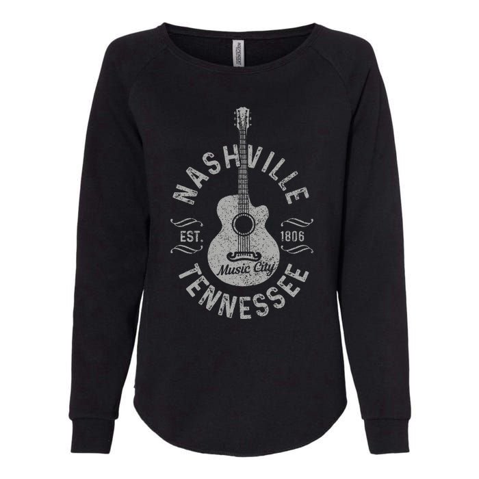 Nashville Tennessee Vintage Guitar Country Music City Womens California Wash Sweatshirt