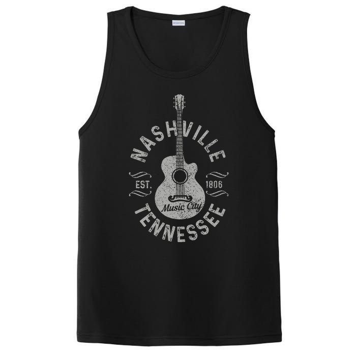 Nashville Tennessee Vintage Guitar Country Music City PosiCharge Competitor Tank