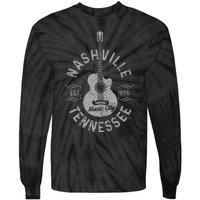 Nashville Tennessee Vintage Guitar Country Music City Tie-Dye Long Sleeve Shirt