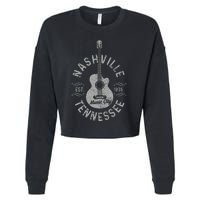 Nashville Tennessee Vintage Guitar Country Music City Cropped Pullover Crew